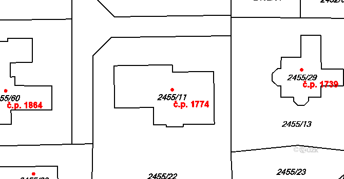 České Budějovice 6 1774, České Budějovice na parcele st. 2455/11 v KÚ České Budějovice 6, Katastrální mapa