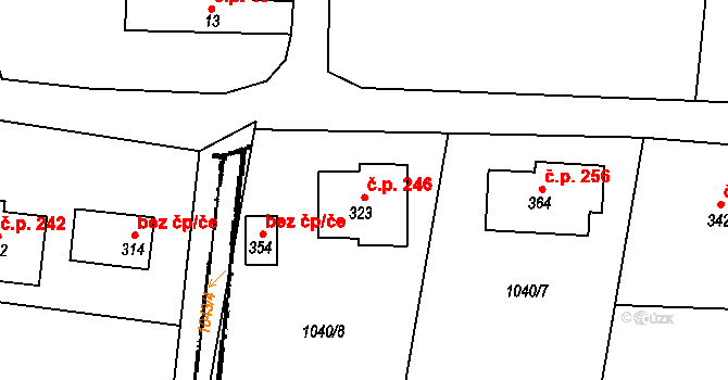 Loučka 246 na parcele st. 323 v KÚ Loučka u Valašského Meziříčí, Katastrální mapa