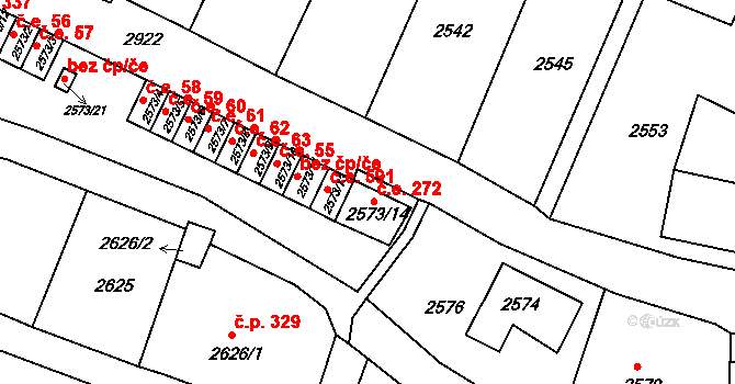 Rumburk 1 272, Rumburk na parcele st. 2573/14 v KÚ Rumburk, Katastrální mapa