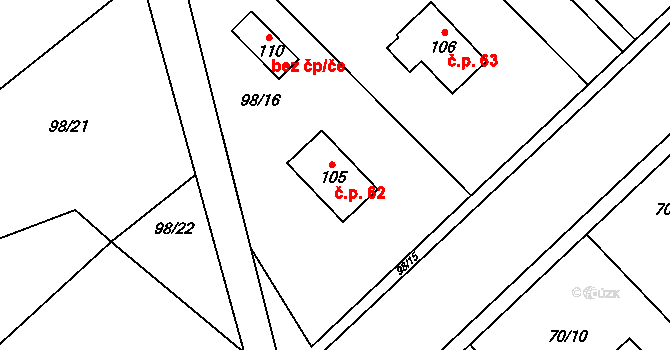 Fořt 62, Černý Důl na parcele st. 105 v KÚ Fořt, Katastrální mapa