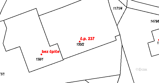 Horní Libchavy 237, Libchavy na parcele st. 150/2 v KÚ Horní Libchavy, Katastrální mapa