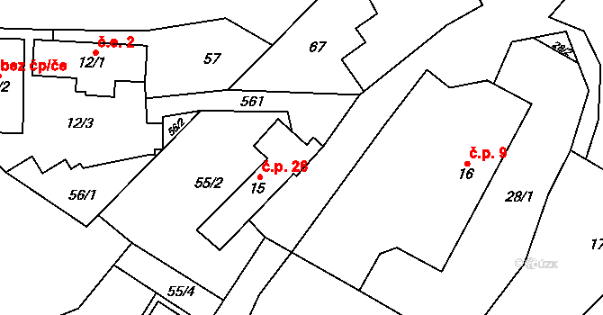 Martinice u Dolních Kralovic 26, Dolní Kralovice na parcele st. 15 v KÚ Martinice u Dolních Kralovic, Katastrální mapa