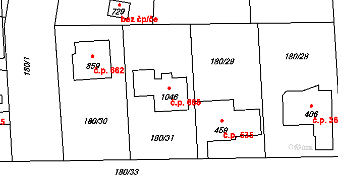 Muglinov 665, Ostrava na parcele st. 1046 v KÚ Muglinov, Katastrální mapa