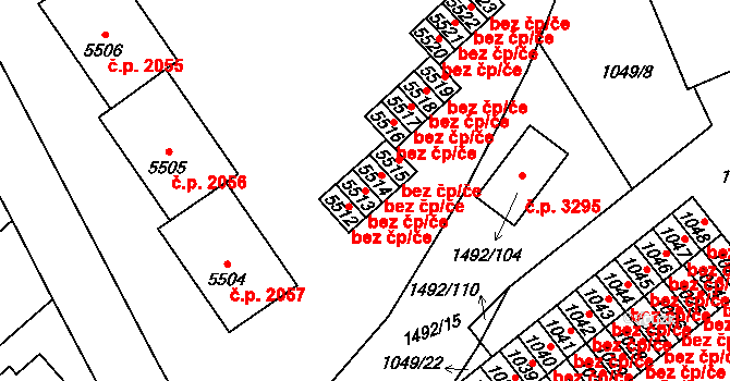 Kladno 38568993 na parcele st. 5513 v KÚ Kročehlavy, Katastrální mapa