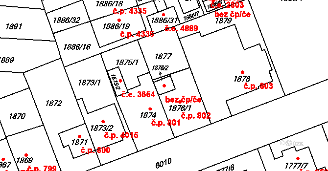 Jihlava 38655993 na parcele st. 1876/2 v KÚ Jihlava, Katastrální mapa