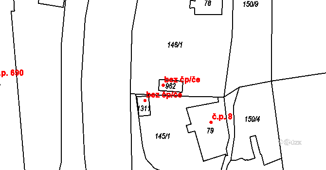 Česká Třebová 39390993 na parcele st. 962 v KÚ Parník, Katastrální mapa