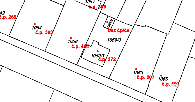 Želechovice nad Dřevnicí 372 na parcele st. 1059/1 v KÚ Želechovice nad Dřevnicí, Katastrální mapa