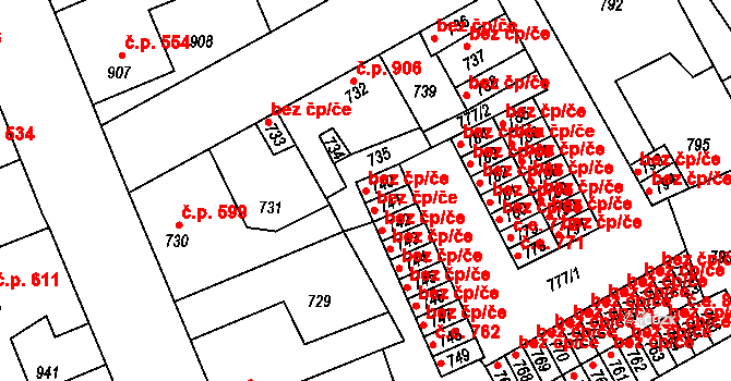 Kladno 42033993 na parcele st. 740 v KÚ Kročehlavy, Katastrální mapa