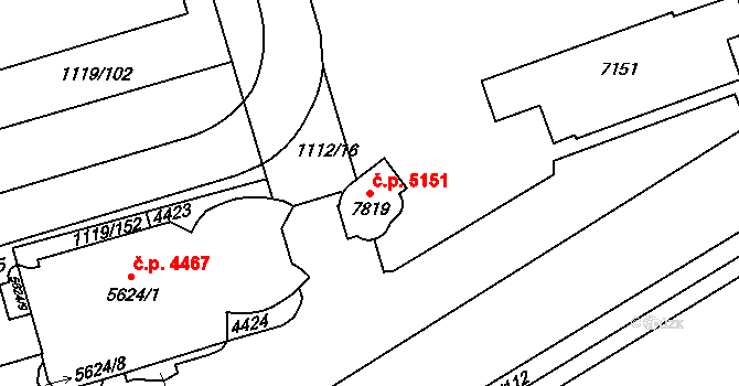 Zlín 5151 na parcele st. 7819 v KÚ Zlín, Katastrální mapa