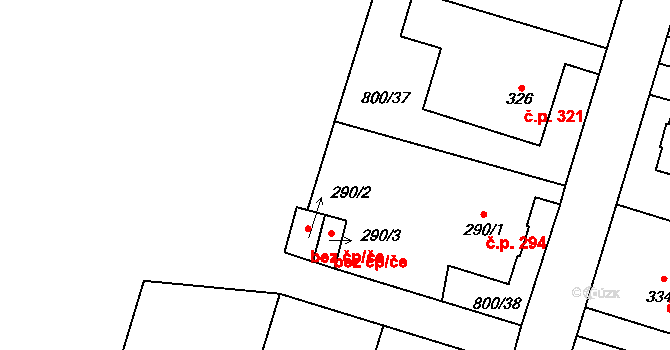Jablonec nad Nisou 44203993 na parcele st. 290/2 v KÚ Kokonín, Katastrální mapa