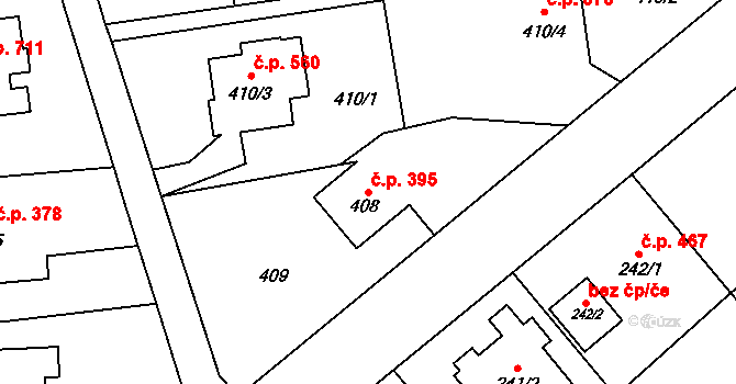 Štěpánkovice 395 na parcele st. 408 v KÚ Štěpánkovice, Katastrální mapa