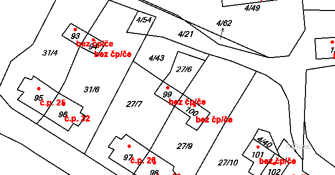 Vyšší Brod 46755993 na parcele st. 99 v KÚ Herbertov, Katastrální mapa