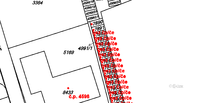 Kroměříž 48711993 na parcele st. 7895 v KÚ Kroměříž, Katastrální mapa