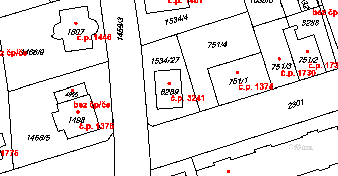 Šumperk 3241 na parcele st. 6289 v KÚ Šumperk, Katastrální mapa