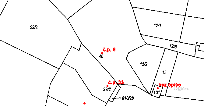 Holešovice 9, Chroustovice na parcele st. 40 v KÚ Holešovice u Chroustovic, Katastrální mapa