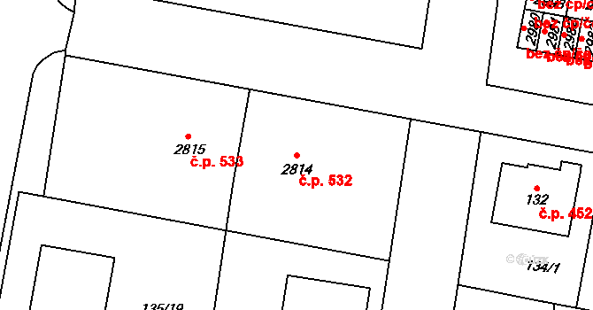 Protivín 532 na parcele st. 2814 v KÚ Protivín, Katastrální mapa