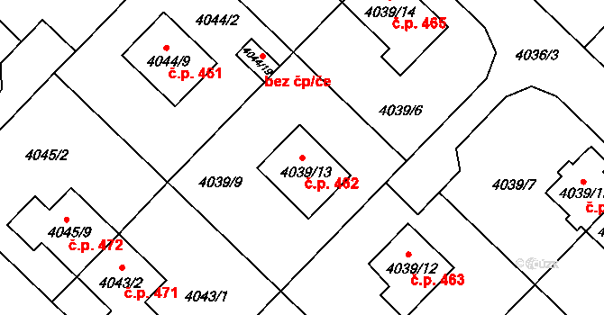 Choceňské Předměstí 462, Vysoké Mýto na parcele st. 4039/13 v KÚ Vysoké Mýto, Katastrální mapa