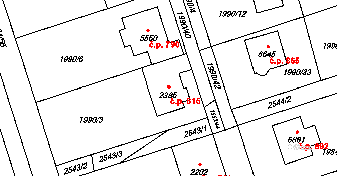 Beroun-Závodí 615, Beroun na parcele st. 2385 v KÚ Beroun, Katastrální mapa