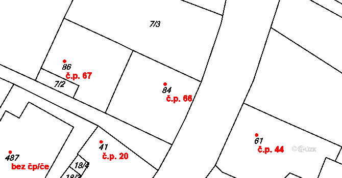 Byškovice 66, Neratovice na parcele st. 84 v KÚ Byškovice, Katastrální mapa