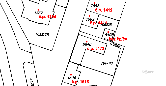 Dvůr Králové nad Labem 3173 na parcele st. 5840 v KÚ Dvůr Králové nad Labem, Katastrální mapa