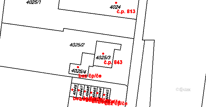 Zábřeh 843 na parcele st. 4025/3 v KÚ Zábřeh na Moravě, Katastrální mapa