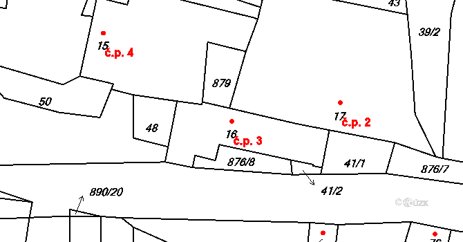 Libotyně 3, Radhostice na parcele st. 16 v KÚ Libotyně, Katastrální mapa
