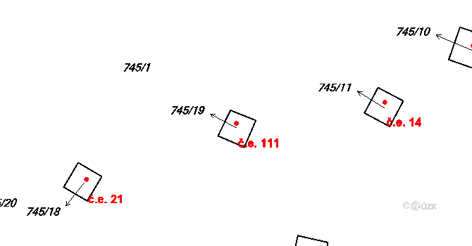 Luhov 111, Líšťany na parcele st. 745/19 v KÚ Luhov u Líšťan, Katastrální mapa