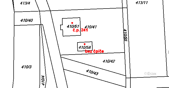 Slavětín 95350993 na parcele st. 410/58 v KÚ Slavětín nad Ohří, Katastrální mapa