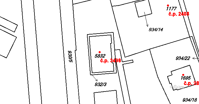 Havlíčkův Brod 3498 na parcele st. 5832 v KÚ Havlíčkův Brod, Katastrální mapa
