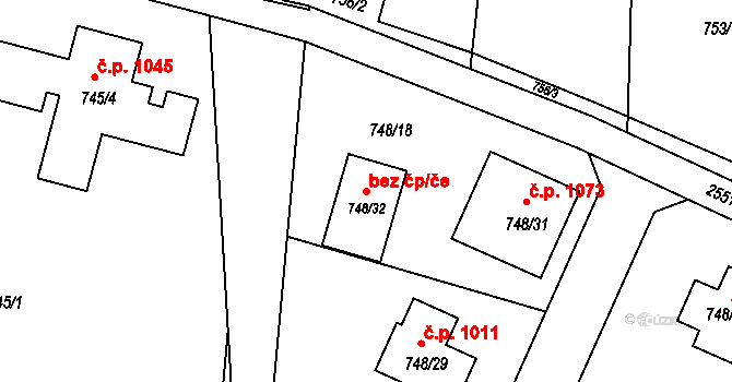 Ostrava 101964994 na parcele st. 748/32 v KÚ Hrabová, Katastrální mapa