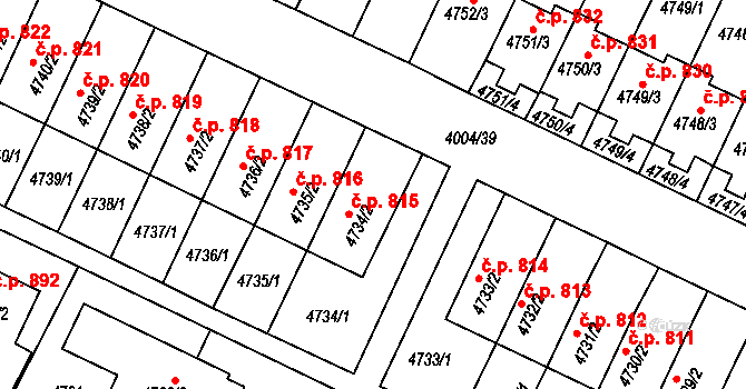 Žižkov 815, Kutná Hora na parcele st. 4734/2 v KÚ Kutná Hora, Katastrální mapa
