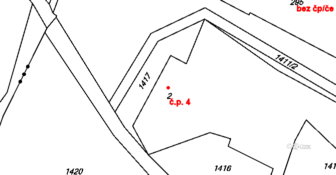 Barochov 4, Řehenice na parcele st. 2 v KÚ Malešín, Katastrální mapa