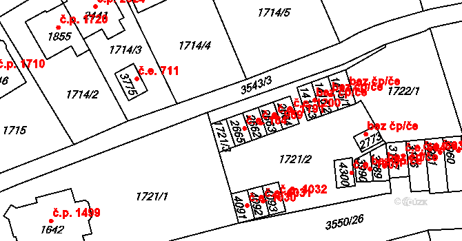 Aš 164 na parcele st. 2665 v KÚ Aš, Katastrální mapa