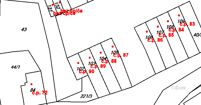 Bor 88, Sadov na parcele st. 104 v KÚ Bor u Karlových Var, Katastrální mapa