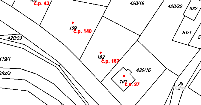 Vysoká Pec 167 na parcele st. 182 v KÚ Vysoká Pec u Nejdku, Katastrální mapa