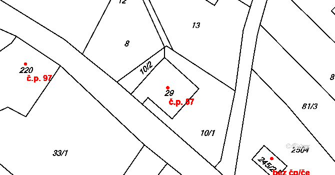 Jílové u Držkova 57 na parcele st. 29 v KÚ Jílové u Držkova, Katastrální mapa