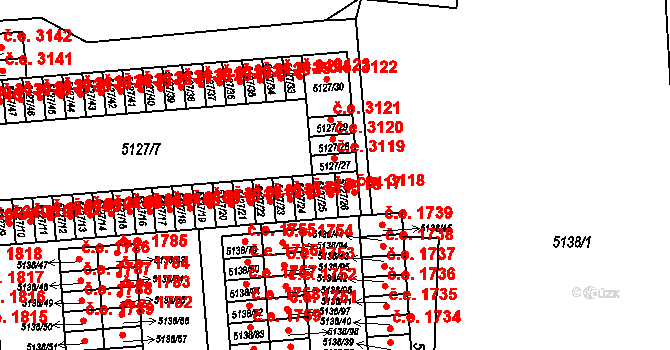 Jihlava 3119 na parcele st. 5127/27 v KÚ Jihlava, Katastrální mapa
