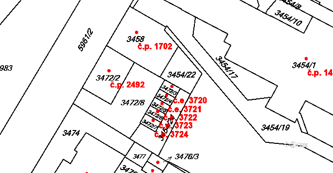 Jihlava 3724 na parcele st. 3472/7 v KÚ Jihlava, Katastrální mapa