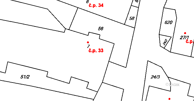 Janovice 33, Polná na parcele st. 7 v KÚ Janovice u Polné, Katastrální mapa