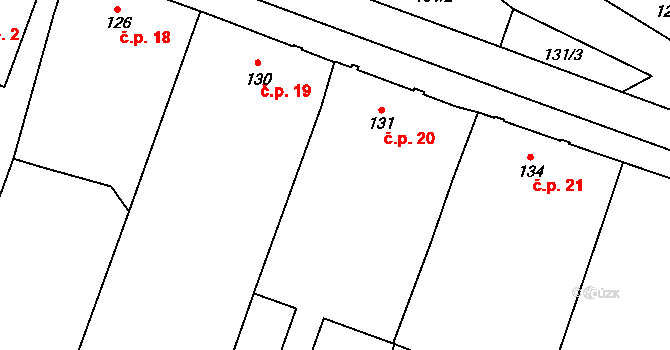Vítonice 20 na parcele st. 131 v KÚ Vítonice u Bystřice pod Hostýnem, Katastrální mapa
