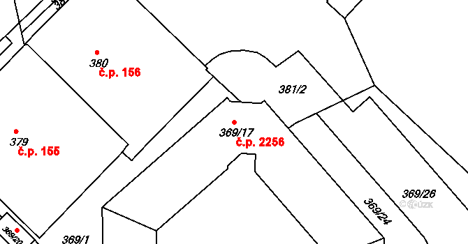 Pod Bezručovým vrchem 2256, Krnov na parcele st. 369/17 v KÚ Krnov-Horní Předměstí, Katastrální mapa
