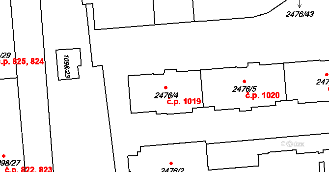 Třeboň II 1019, Třeboň na parcele st. 2476/4 v KÚ Třeboň, Katastrální mapa