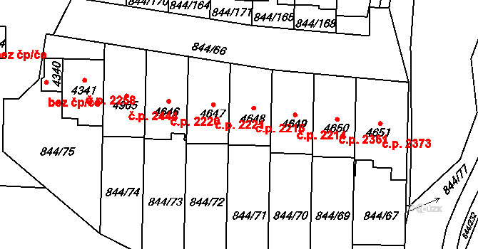 Blansko 2216 na parcele st. 4648 v KÚ Blansko, Katastrální mapa