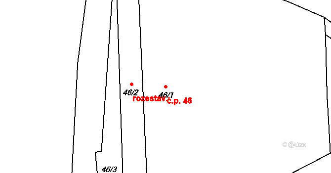 Ploskovice 46 na parcele st. 46/1 v KÚ Ploskovice, Katastrální mapa