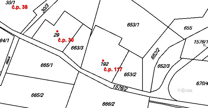 Bítouchov 117, Semily na parcele st. 192 v KÚ Bítouchov u Semil, Katastrální mapa