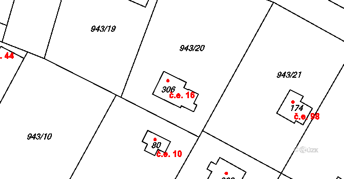 Bežerovice 16, Sudoměřice u Bechyně na parcele st. 306 v KÚ Bežerovice, Katastrální mapa
