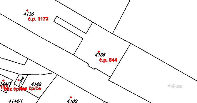 Smržovka 844 na parcele st. 4135 v KÚ Smržovka, Katastrální mapa