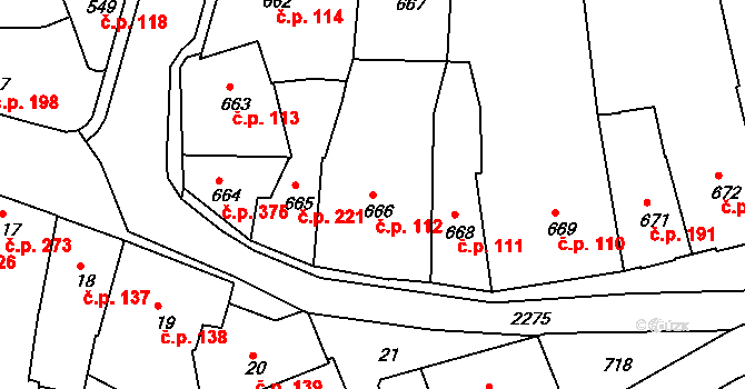Volyně 112 na parcele st. 666 v KÚ Volyně, Katastrální mapa