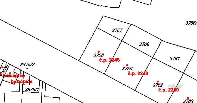 Vinohrady 2248, Praha na parcele st. 3758 v KÚ Vinohrady, Katastrální mapa