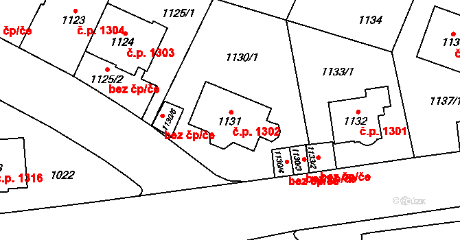 Libeň 1302, Praha na parcele st. 1131 v KÚ Libeň, Katastrální mapa